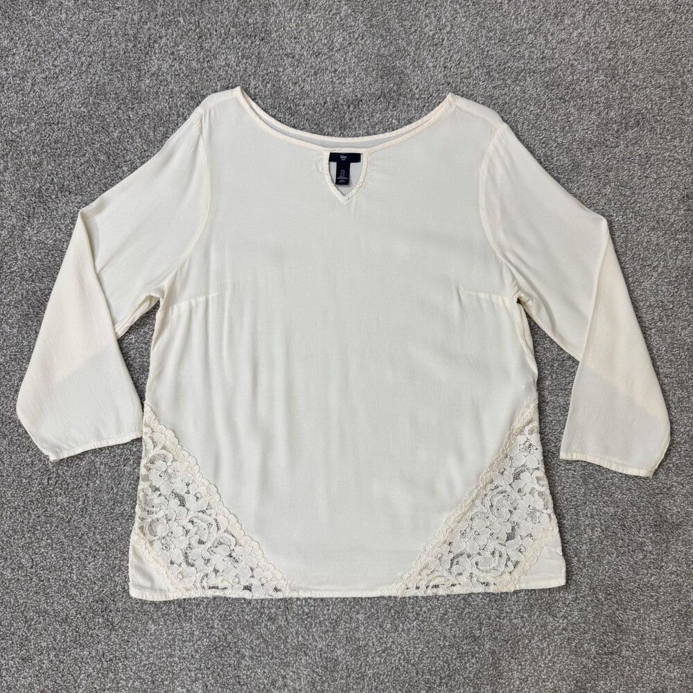 Gap Blouse Womens Large White Lace Boho Summer Hippie Witchy 70s Vibe Romantic